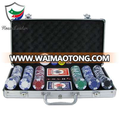 300 pieces casino quality custom design poker chip set in aluminium aase